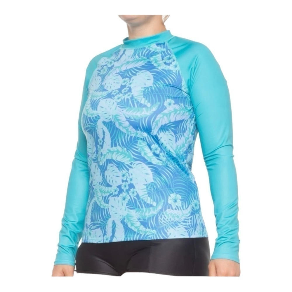 Cabana Life Aqua Tropical Long Sleeve Rashguard NWOT
